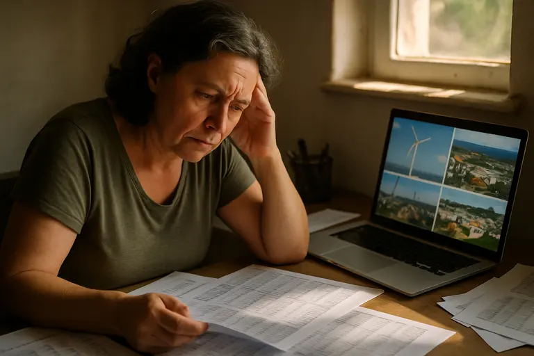 Project team comparing energy infrastructure documents on a table