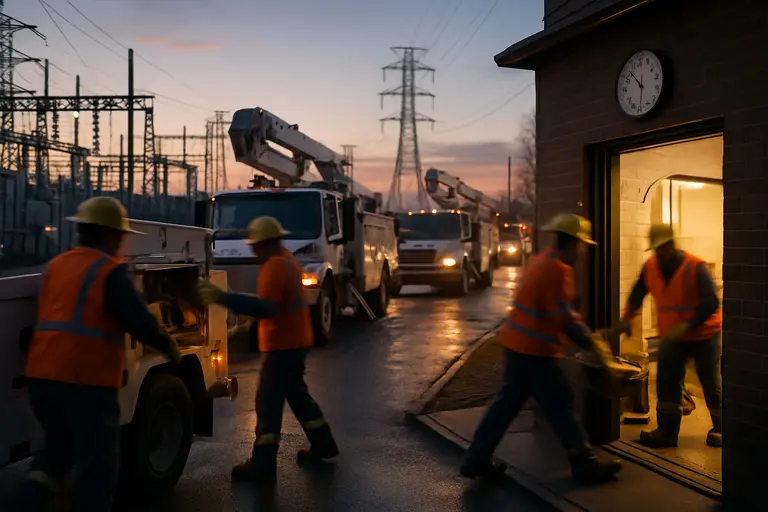 High-voltage transmission lines crossing open land in Illinois